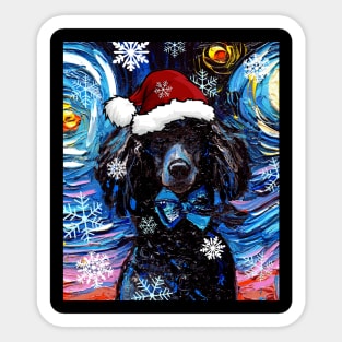 Black Poodle Santa Sticker